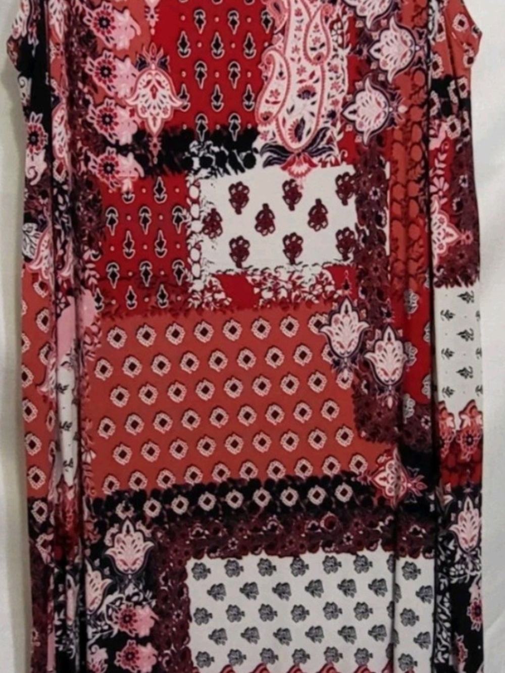 St. John's Bay Sleeveless Midi Dress Patchwork Americana Cottagecore Sz Small